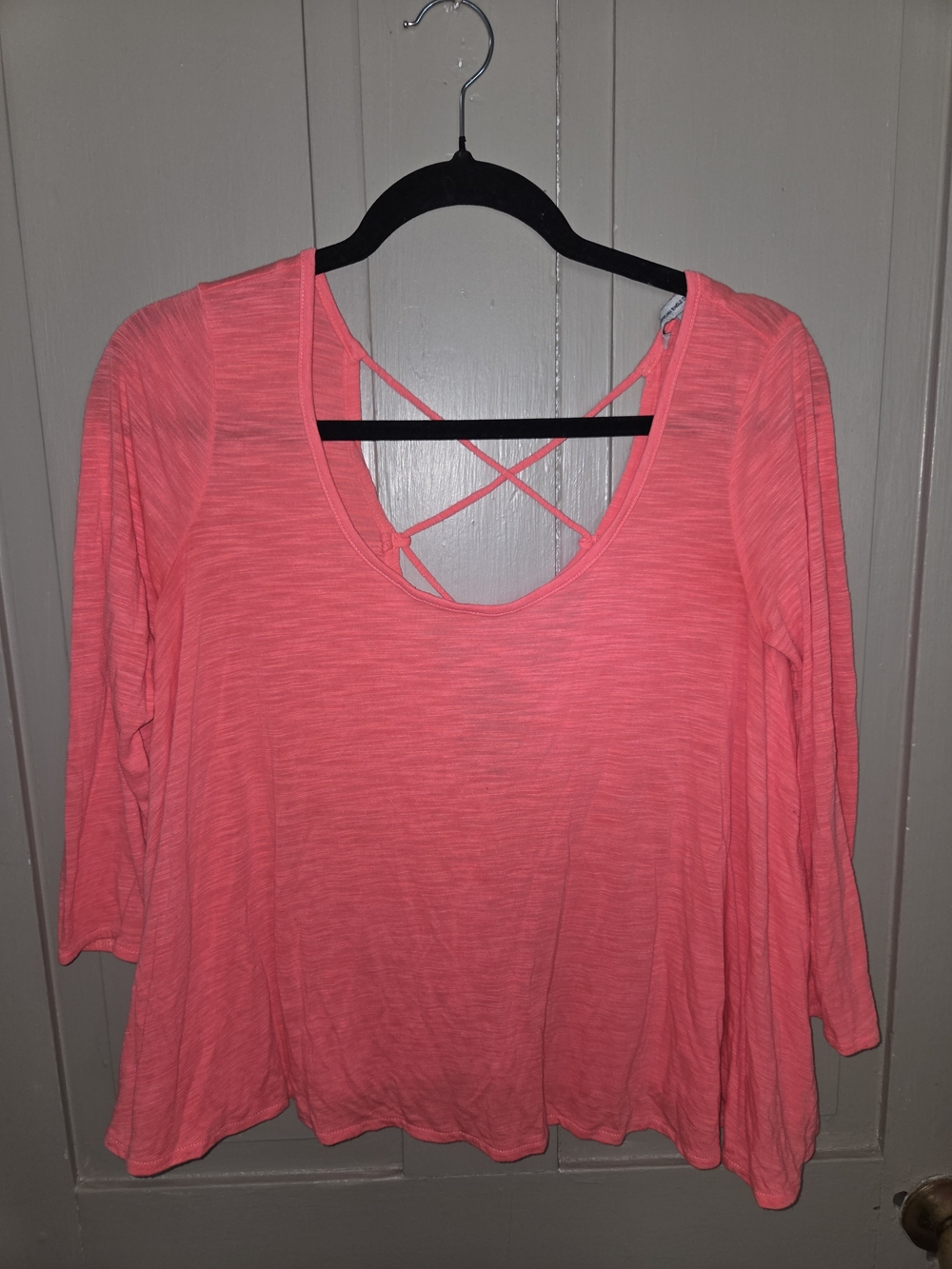 Women’s Strappy Back Scoop Neck Top - Coral Pink
